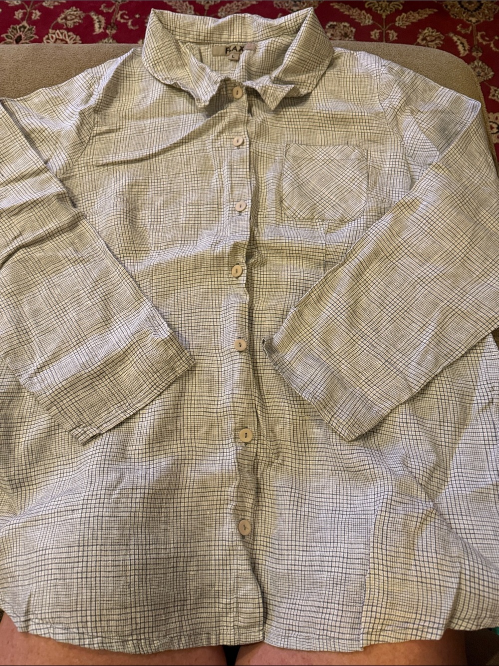 Flax Women’s 100% Linen Button Front Tunic Top Shirt Size Large (TD)